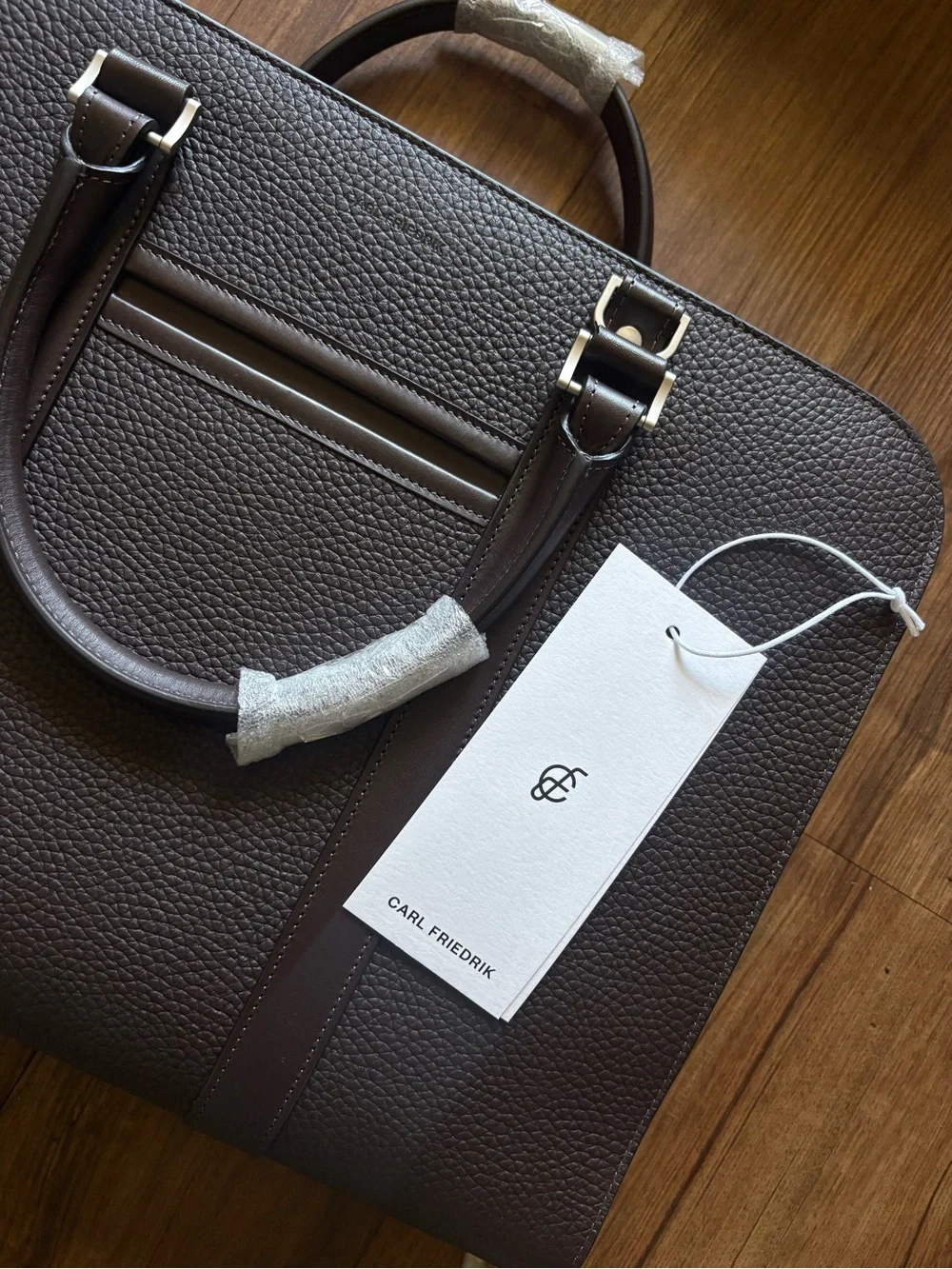 Carl Friedrik- Authentic NWT Palissy Briefcase- Grained Leather, Chocolate
